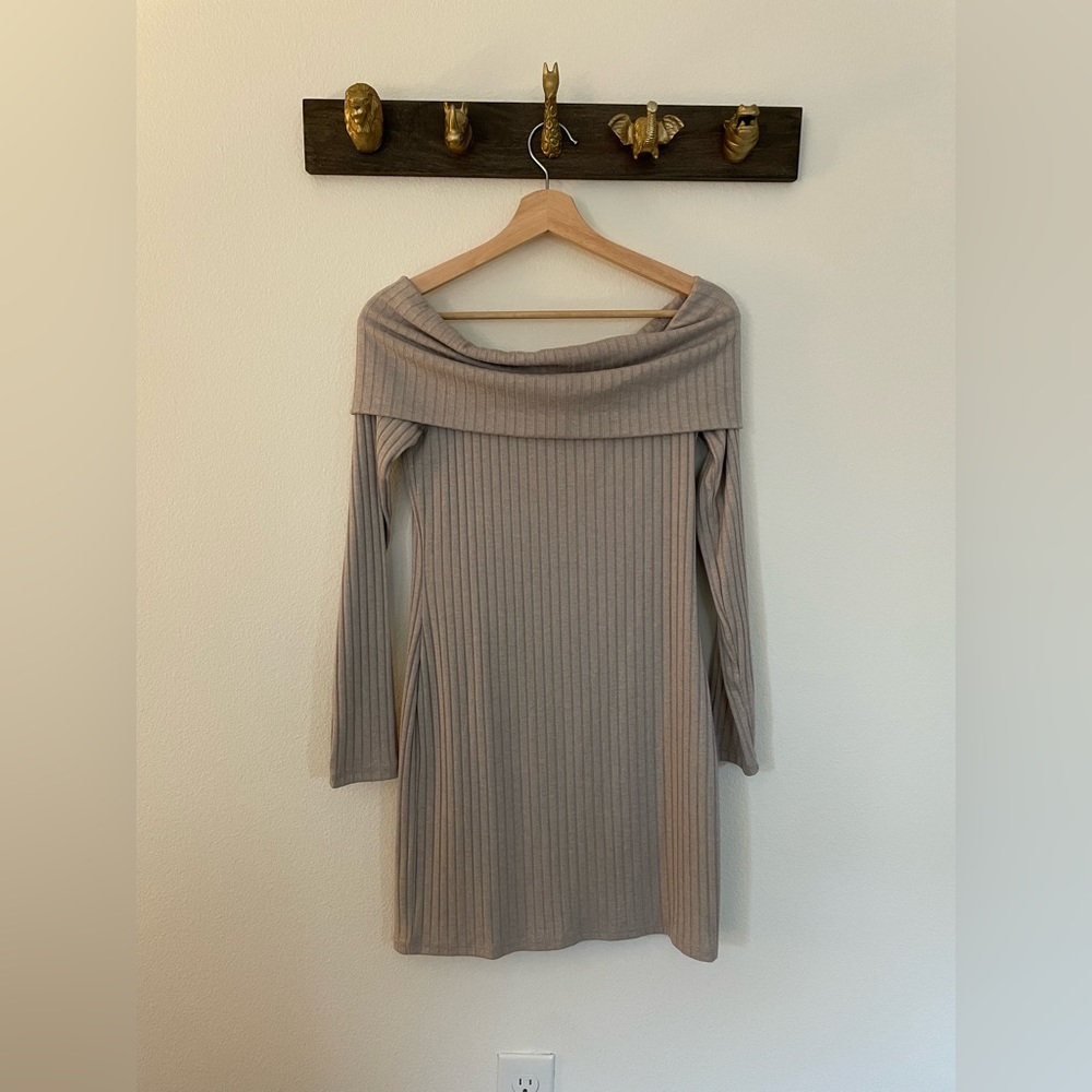 Silence and Noise Bodycon Off the Shoulder Ribbed Dress